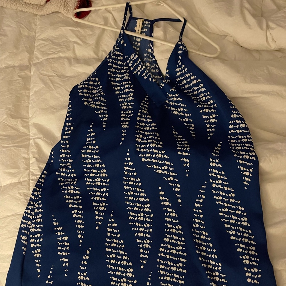 Blue silky dress